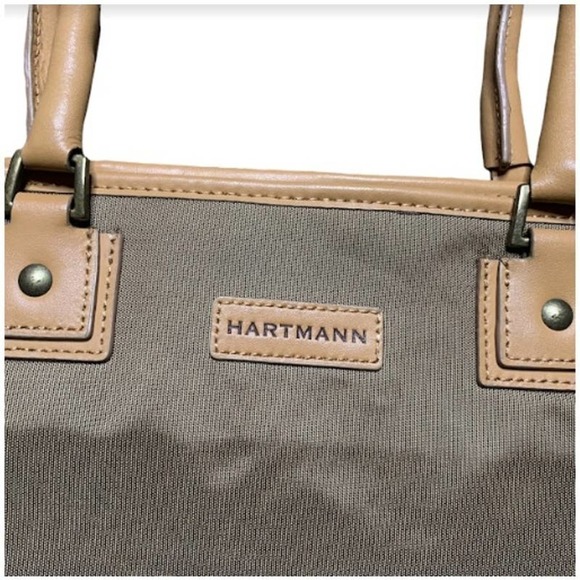 Hartmann Womens Cream Brown Tote Bag Shopper Handbag Canvas Zip Top VERY CLEAN - Picture 4 of 9